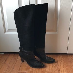 Knee high black Leather Boots